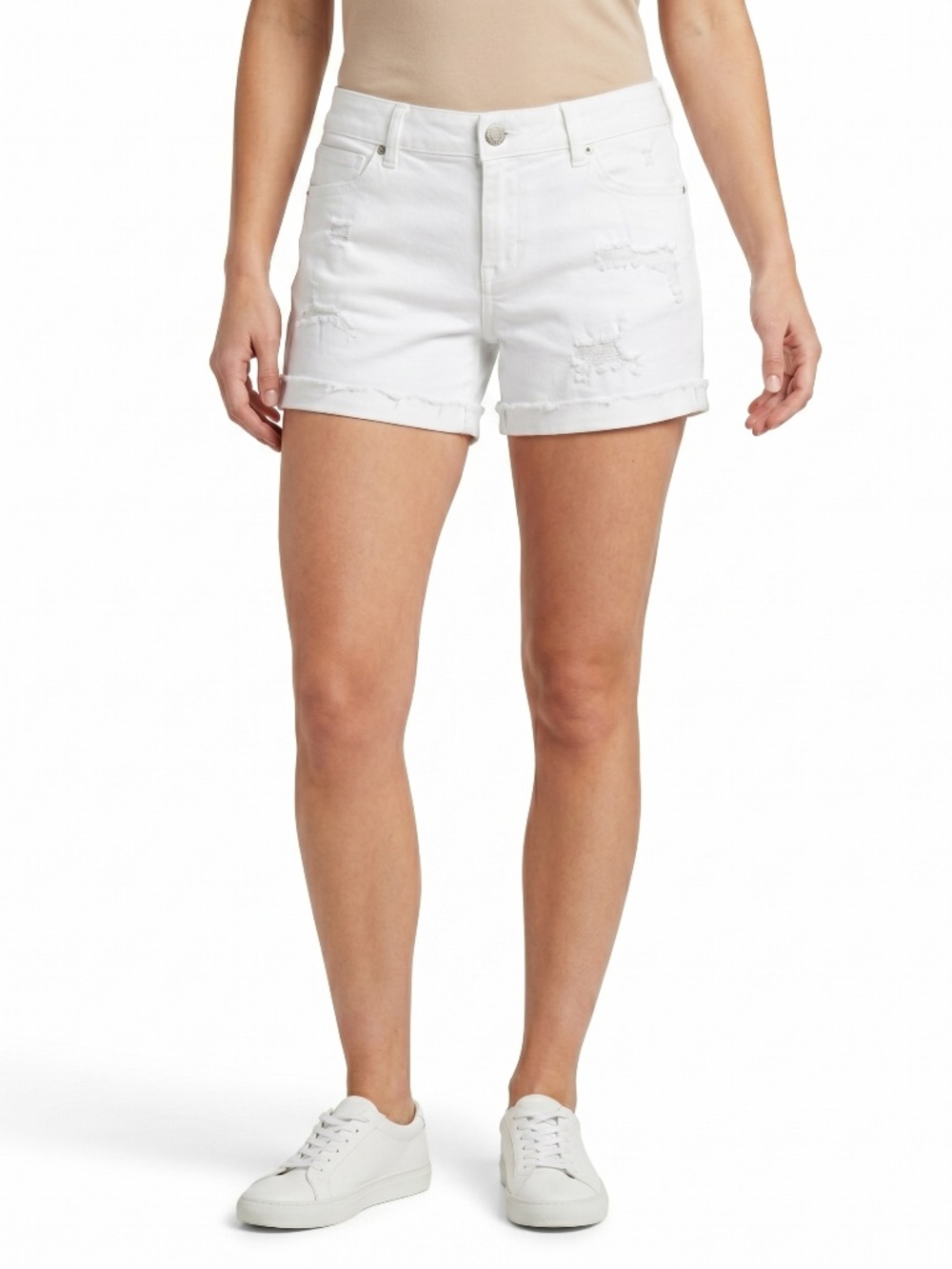 Southern Tide Women's Sz 27 White Distressed Jean Shorts Rolled Cuff